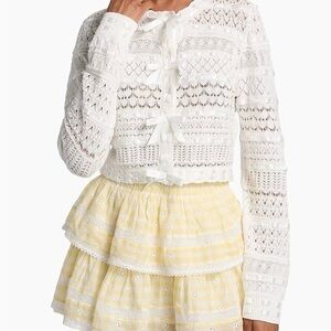 LoveShackFancy Roselline Cardigan in Daylight White